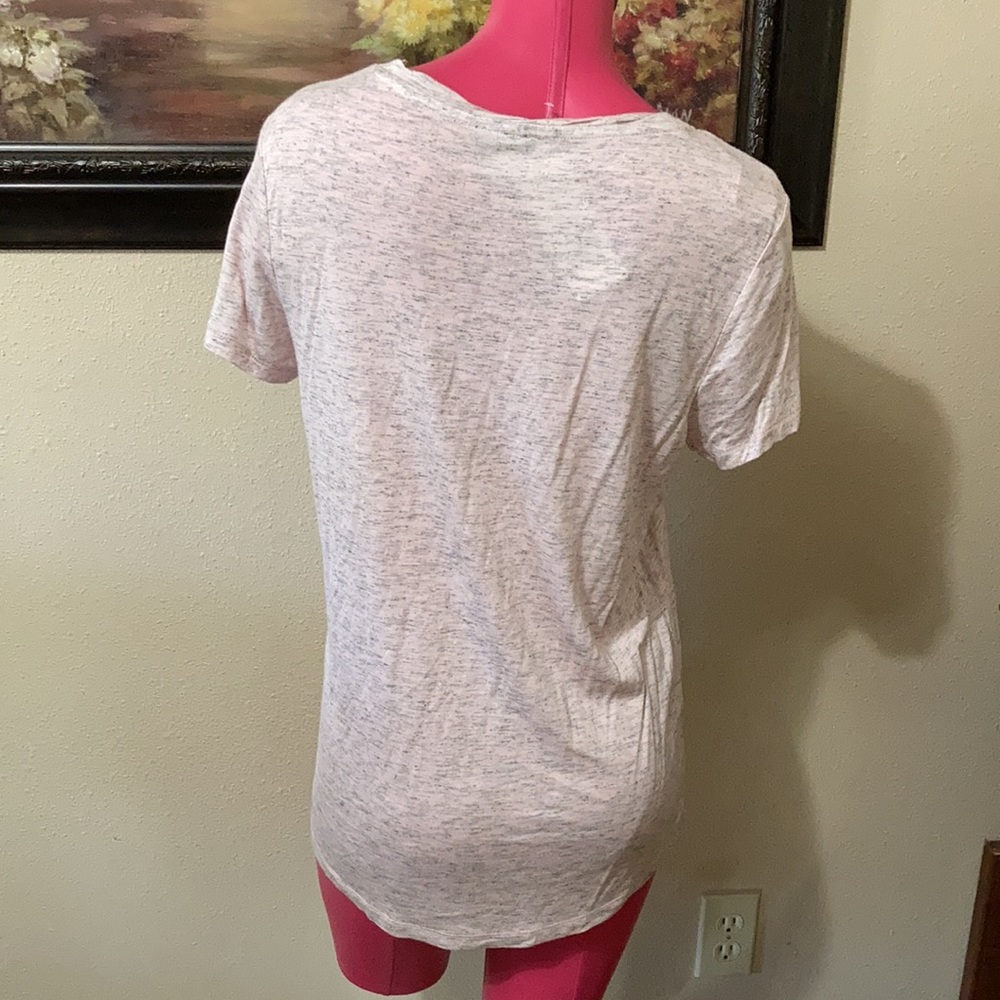 New with Tags! F & F Pink Blush Heathered Short Sleeve Shirt Stretch Women’s 8 - Picture 3 of 9